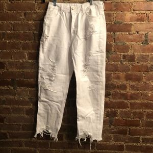 Zara distressed white boyfriend jean